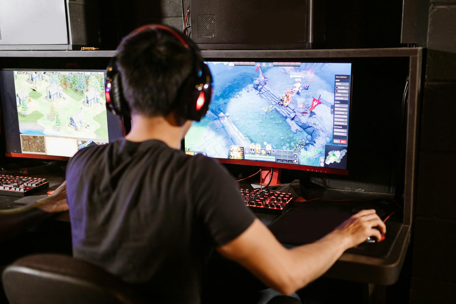 man playing computer game